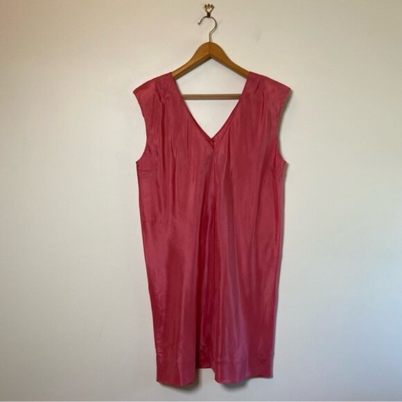 MARIAN CLAYDEN Pink Vintage 90s Black Tissue Silk Dress Padded Shoulders - Picture 1 of 4